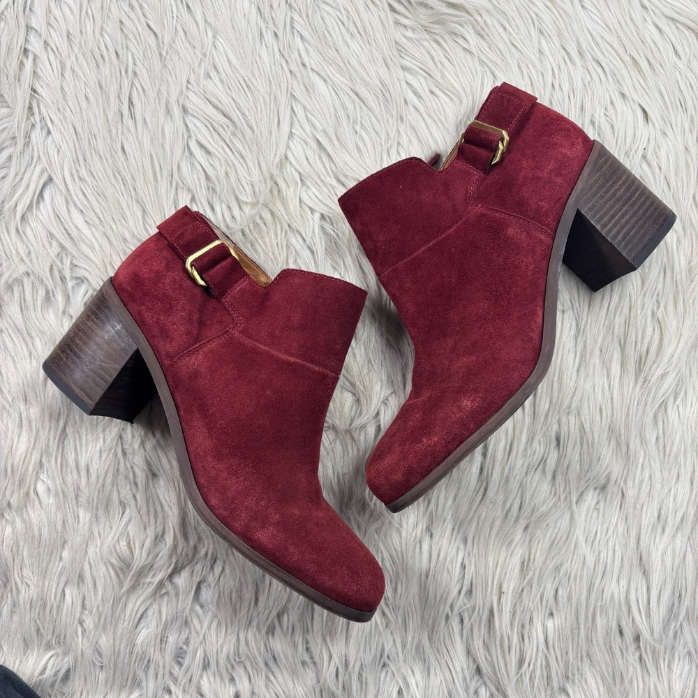 Sarto by Franco Sarto Women's 9.5 Red Suede Madison Ankle Boots Preppy